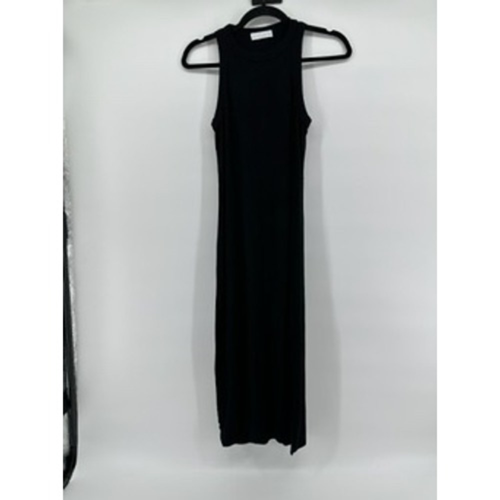 House Of Harlow 1960 Black Ribbed Knit Sleeveless Midi Dress - Comfortable